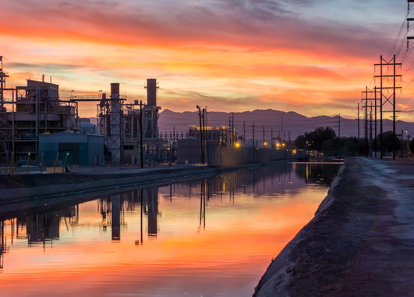power plant with river